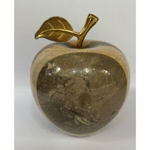 Vintage  Polished Marble Gray Onyx Apple Paperweight  Striped